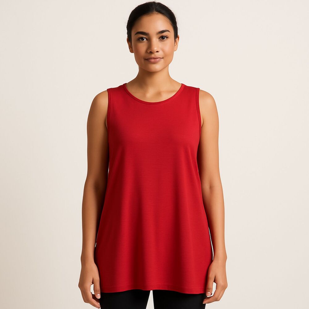 Eileen Fisher Red Sleeveless Tunic Tank Top | Size S